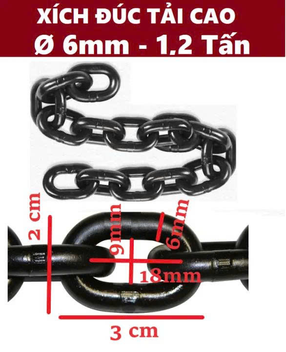 dây xích đen chịu lực 6mm